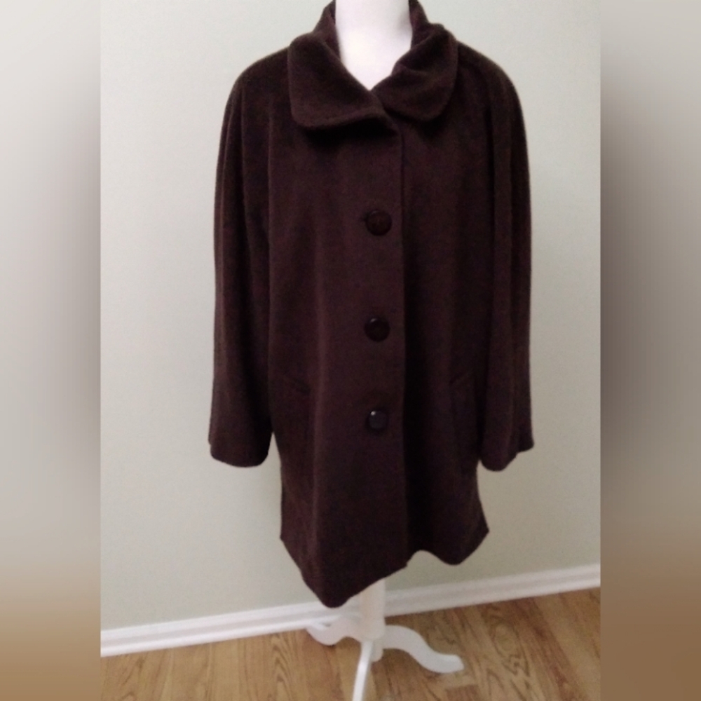 Ellen Tracy Wool Angora Blend Plus Size A-line Coat